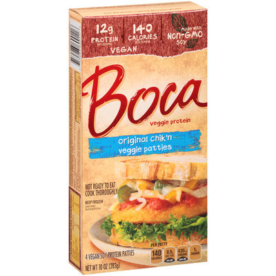 BOCA - ORIGINAL CHIK'N VEGGIE PATTIES - NON GMO - VEGAN - SOY FREE - 10oz