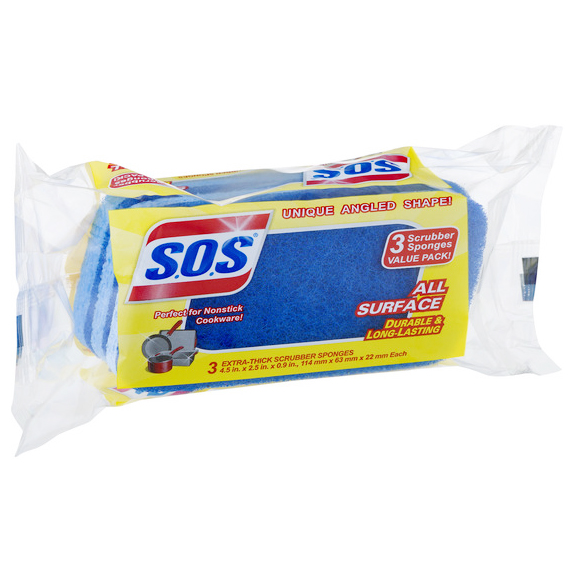 SOS - ALL SURFACE 3 SCRUBBER SPONGES VALUE PACK