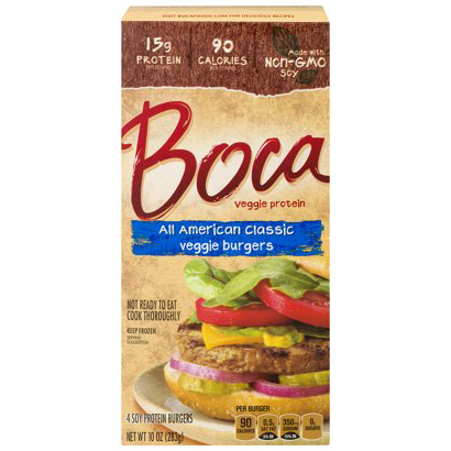 BOCA - ALL AMERICAN CLASSIC VEGGIE BURGERS - NON GMO - VEGAN - SOY FREE - 10oz