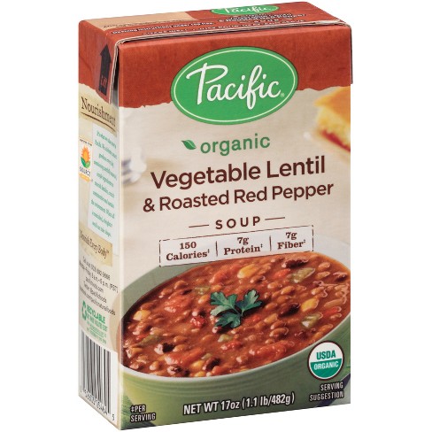 PACIFIC - ORGANIC VEGETABLE LENTIL & ROASTED RED PEPPER SOUP - 17oz