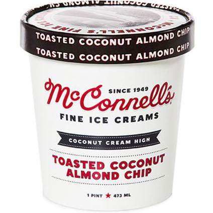 McCONNELL'S - FINE ICE CREAMS - GLUTEN FREE - (Toasted Coconut Almond Chip) - 16oz