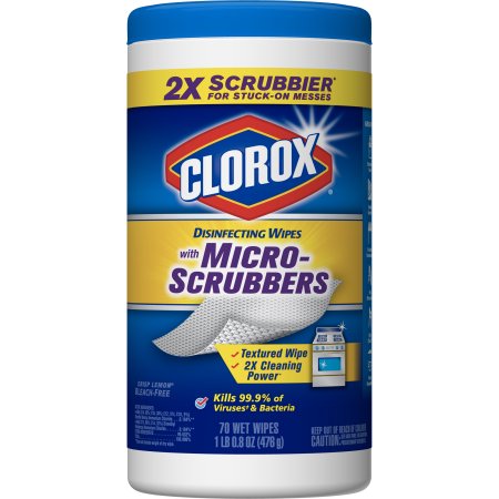 1CLOROX - DISINFECTING WIPES /W MICRO 2x SCRUBBERS (Crisp Lemon) - 75WET WIPES 1LB 2oz