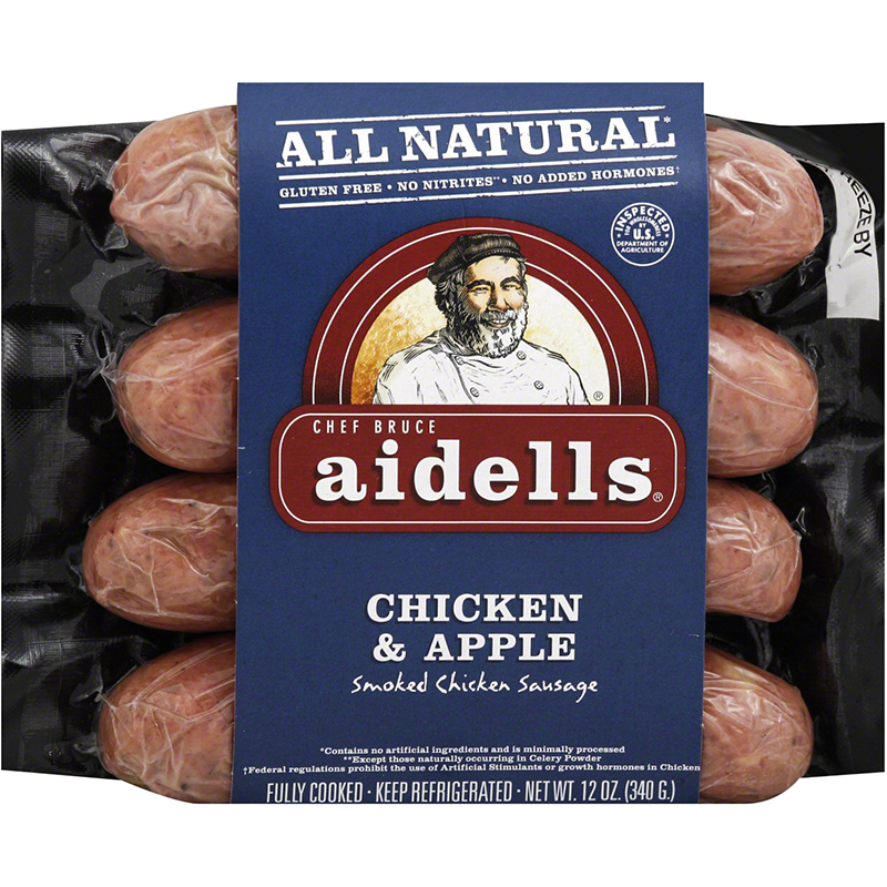 AIDELLS - ALL NATURAL SMOKED CHICKEN SAUSAGE - GLUTEN FREE - (Chicken ...