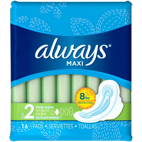 ALWAYS - MAXI - (Size 2 Long Super /w Flexi Wings) - 16pads
