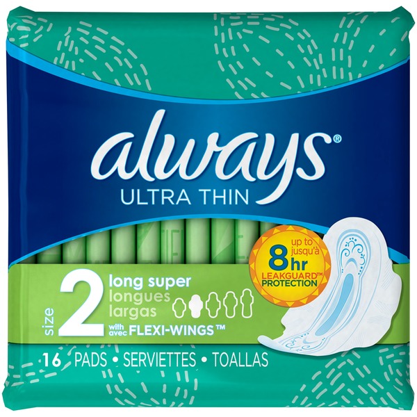 ALWAYS - ULTRA THIN - (Size 2 Long Super /w Flexi Wings) - 16pads