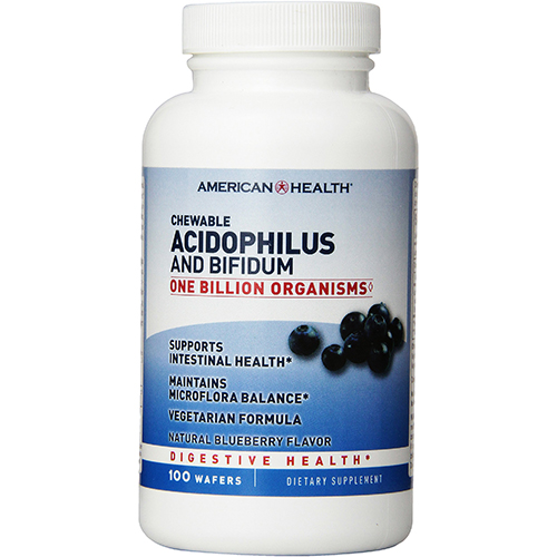 AMERICAN HEALTH - CHEWABLE ACIDOPHILUS AND BIFIDUM - (Blueberry) - 100 WAFERS