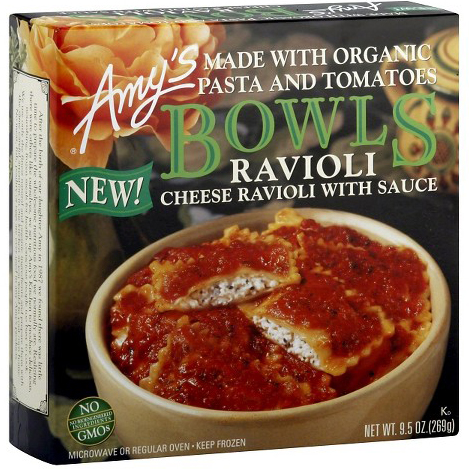AMY'S - BOWLS RAVIOLI (Cheese Ravioli /w Sauce) - NON GMO - 9.5oz