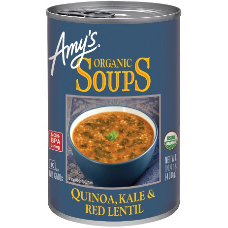 AMY'S - ORGANIC SOUPS - NON GMO - GLUTEN FREE - VEGAN - (Quinoa, Kale & Red Lentil) - 14.4oz	