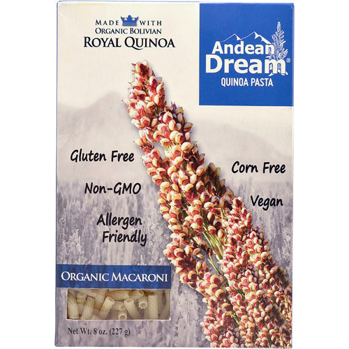 ANDEAN DREAM - ROYAL QUINOA PASTA - NON GMO - GLUTEN FREE - VEGAN - (Organic Macaroni) - 8oz