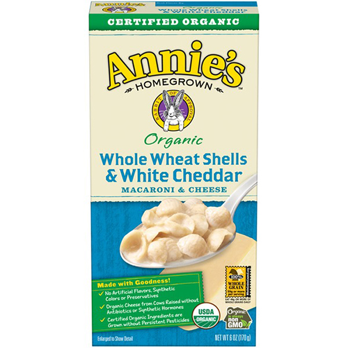 ANNIE'S - MACARONI & CHEESE - (Whole Wheat Shells & White Cheddar) - 6oz
