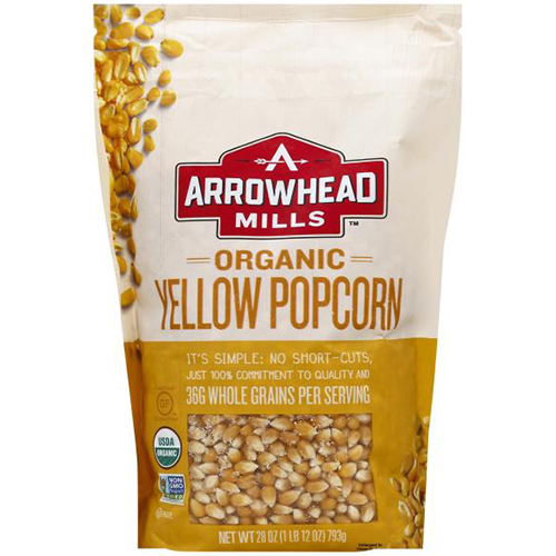 ARROWHEAD MILLS - ORGANIC YELLOW POPCORN - NON GMO - GLUTEN FREE - 28oz