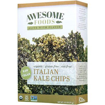 AWESOME FOODS - ORGANIC ITALIAN KALE CHIPS - NON GMO - GLUTEN FREE - VEGAN - 2.5oz