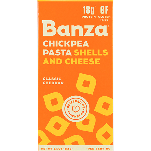 BANZA - CHICKPEA PASTA SHELLS & CHEESE - GLUTEN FREE - (Classic Cheddar) - 5.5oz