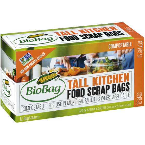 BIOBAG - TALL 13 GALLON FOOD SCRAP BAGS - 12 BAGS