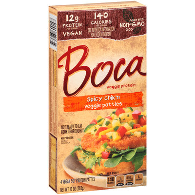 BOCA - SPICY CHIK'N VEGGIE PATTIES - NON GMO - VEGAN - SOY FREE - 10oz