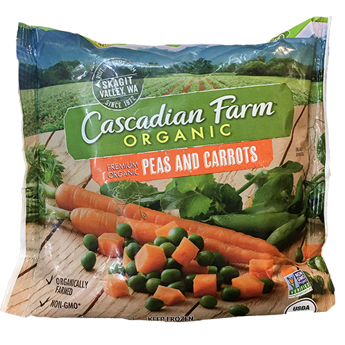 CASCADIAN FARM - ORGANIC PEAS AND CARROTS - NON GMO - 10oz