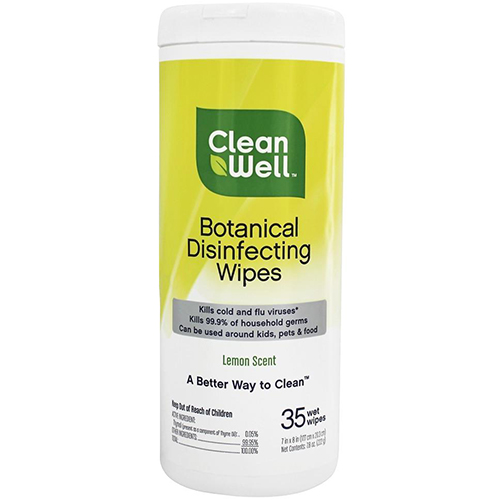 CLEAN WELL - BOTANICAL DISINFECTING WIPES (Lemon) - 35 WIPES