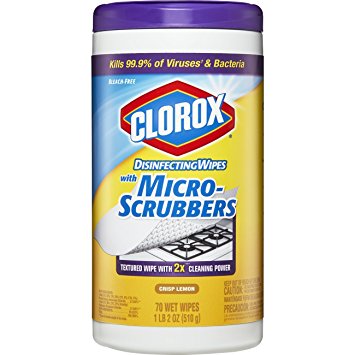 CLOROX - DISINFECTING WIPES /W MICRO SCRUBBERS (Crisp Lemon) - 75WET WIPES 1LB 2oz