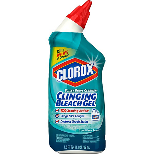 CLOROX - TOILET BOWL CLEANER /W CLINGING BLEACH GEL - (Cool Wave Scent) - 24oz