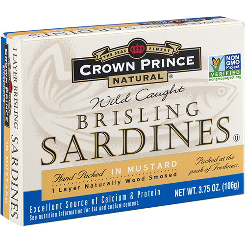 CROWN PRINCE - BRISLING SARDINES - (In Mustard) - 3.75oz