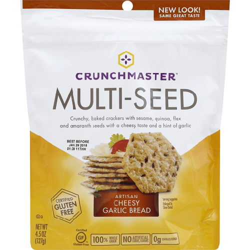 CRUNCHMASTER - MULTI-SEED CRACKERS (Cheesy Garlic Bread) - 4oz