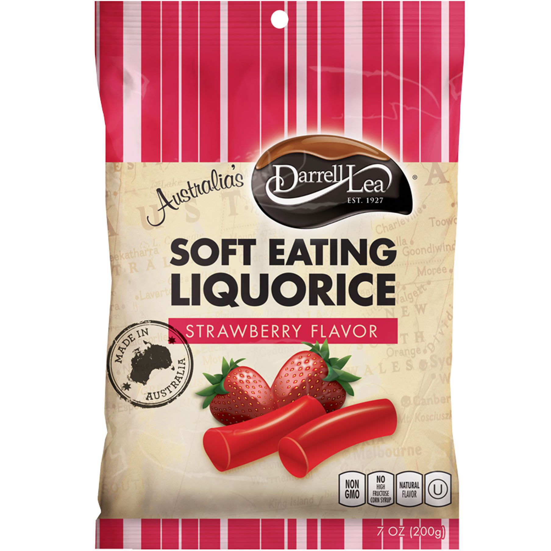 DARRELL LEA - SOFT EATING LIQUORICE - NON GMO - (Strawberry) - 7oz