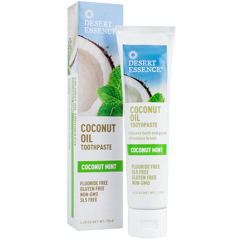 DESERT ESSENCE - COCONUT OIL TOOTHPASTE - NON GMO - GLUTEN_FREE - (Coconut Mint) - 4oz