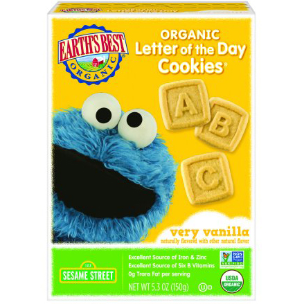 EARTH'S BEST - ORGANIC LETTER OF THE DAY COOKIES - NON GMO - (Very Vanilla) - 5.3oz