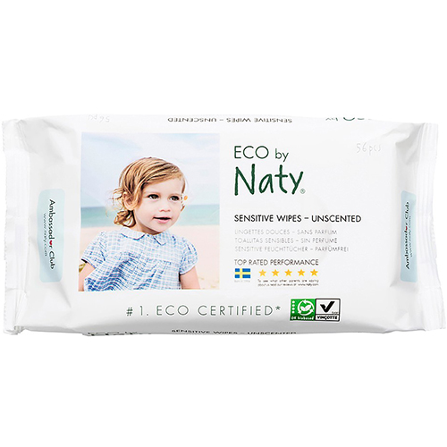 ECO BY NATY - SENSITIVE WIPES UNSCENTED - 56PCS