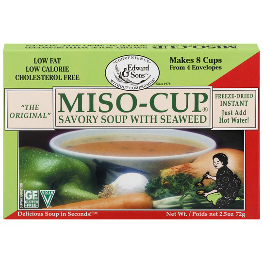 EDWARD & SONS - MISO CUP - GLUTEN FREE - VEGAN - (Savory Soup With Seaweed) - 2.5oz