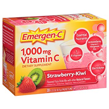 EMERGEN-C - 1000MG VITAMIN C | DAILY IMMUNE SUPPORT - (Strawberry Kiwi) - 30PCS 9oz