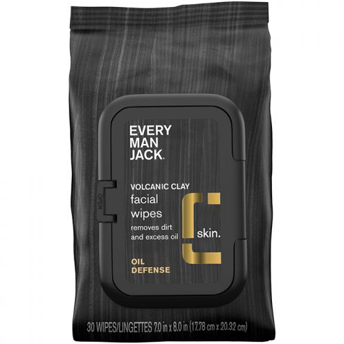 EVERY MAN JACK - VOLCANIC CLAY FACIAL WIPES - (Oil Defense) - 30 Wipes