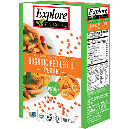 EXPLORE CUISINE - LOADED /W PLANT - BASED PROTEIN - (Red Lentil Penne) - 8oz