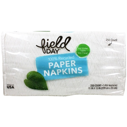FIELD DAY - 100% RECYCLED PAPER NAPKINS - 250counts