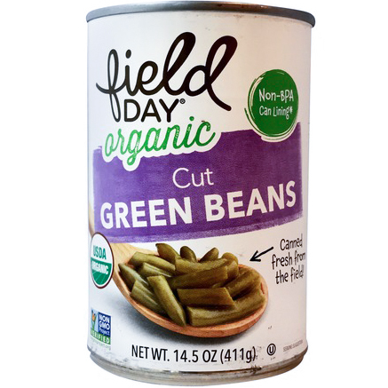 FIELD DAY - ORGANIC CUT GREEN BEANS - NON GMO - VEGAN - 16oz