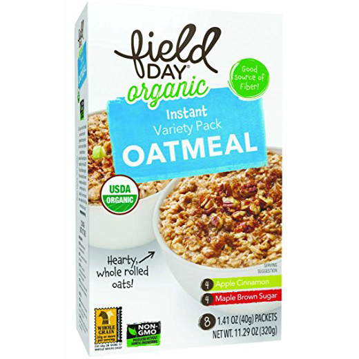 FIELD DAY - ORGANIC INSTANT OATMEAL - NON GMO - (Variety Pack) - 11.29oz