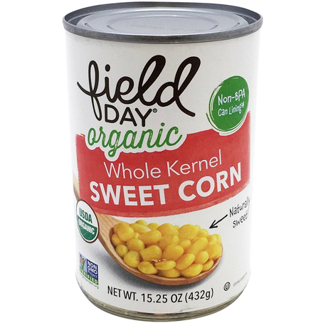 FIELD DAY - ORGANIC WHOLE KERNEL SWEET CORN - NON GMO - VEGAN - 16oz