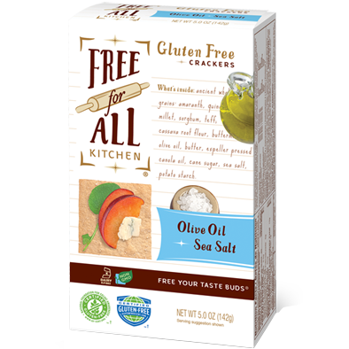 FREE FOR ALL KITCHEN - GLUTEN FREE CRACKER - (Olive Oil + Sea Salt) - 10.5oz