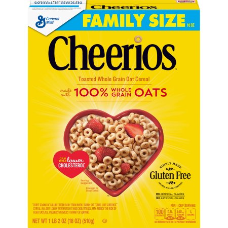 GENERAL MILLS - CHEERIOS TOASTED WHOLE GRAIN OAT CEREAL - GLUTEN FREE - 18oz