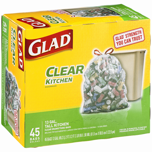 GLAD - CLEAR KITCHEN 13 GAL TALL KITCHEN - 42 BAGS