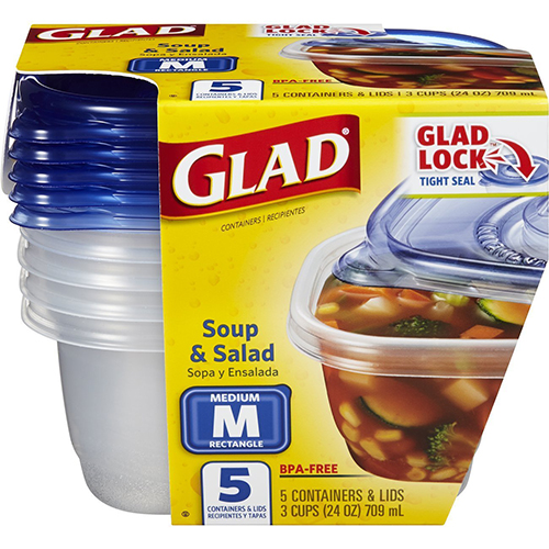 GLAD - CONTAINERS SOUP & SALAD - (Medium) - 5 CONTAINERS