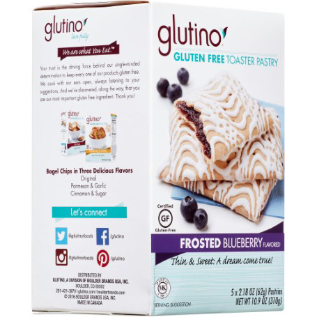 GLUTINO - GLUTEN FREE TOASTER PASTRY - (Blueberry) - 10.9oz