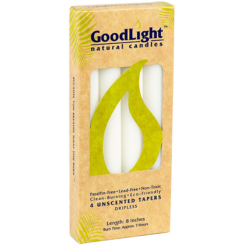 GOODLIGHT - 4 UNSCENTED TAPERS DRIPLESS - 8" & 4 PCS_