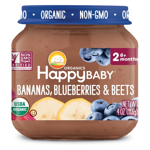 HAPPY BABY - STAGE 2 - NON GMO - (Bananas, Blueberries & Beets) - 4oz