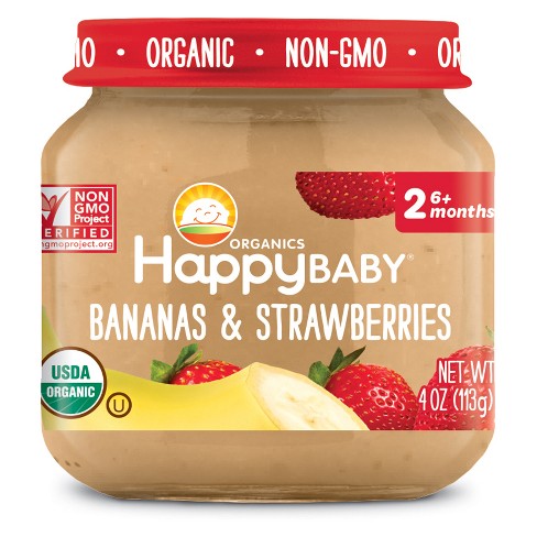 HAPPY BABY - STAGE 2 - NON GMO - (Bananas & Strawberries) - 4oz