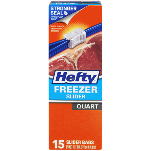 HEFTY - FREEZER SLIDER (Quart) - 15 BAGS