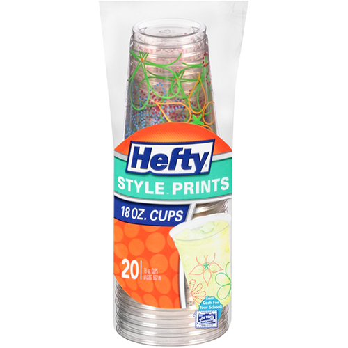 HEFTY - STYLE PRINTS 18oz CUPS -  20 CUPS