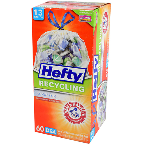 HEFTY - TWIST RECYCLING 13GAL CLEAR TALL KITCHEN DRAWSTRING BAGS - (Scent Free) - 60 BAGS