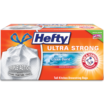 HEFTY - TWIST TIE 13 GAL. TALL KITCHEN DRAWSTRING BAGS - (Clean Burst) - 40 BAGS