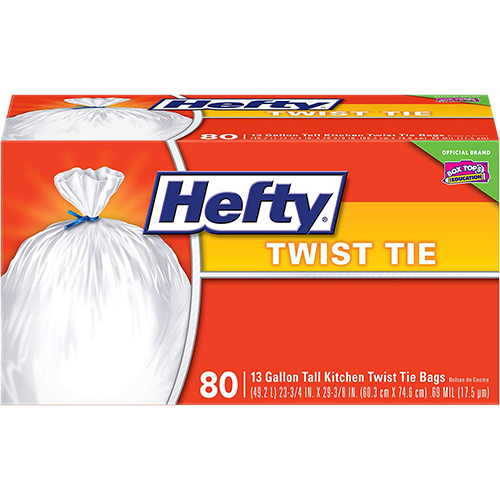 HEFTY - TWIST TIE 13GAL. TALL KITCHEN TWIST TIE BAGS - 80 BAGS